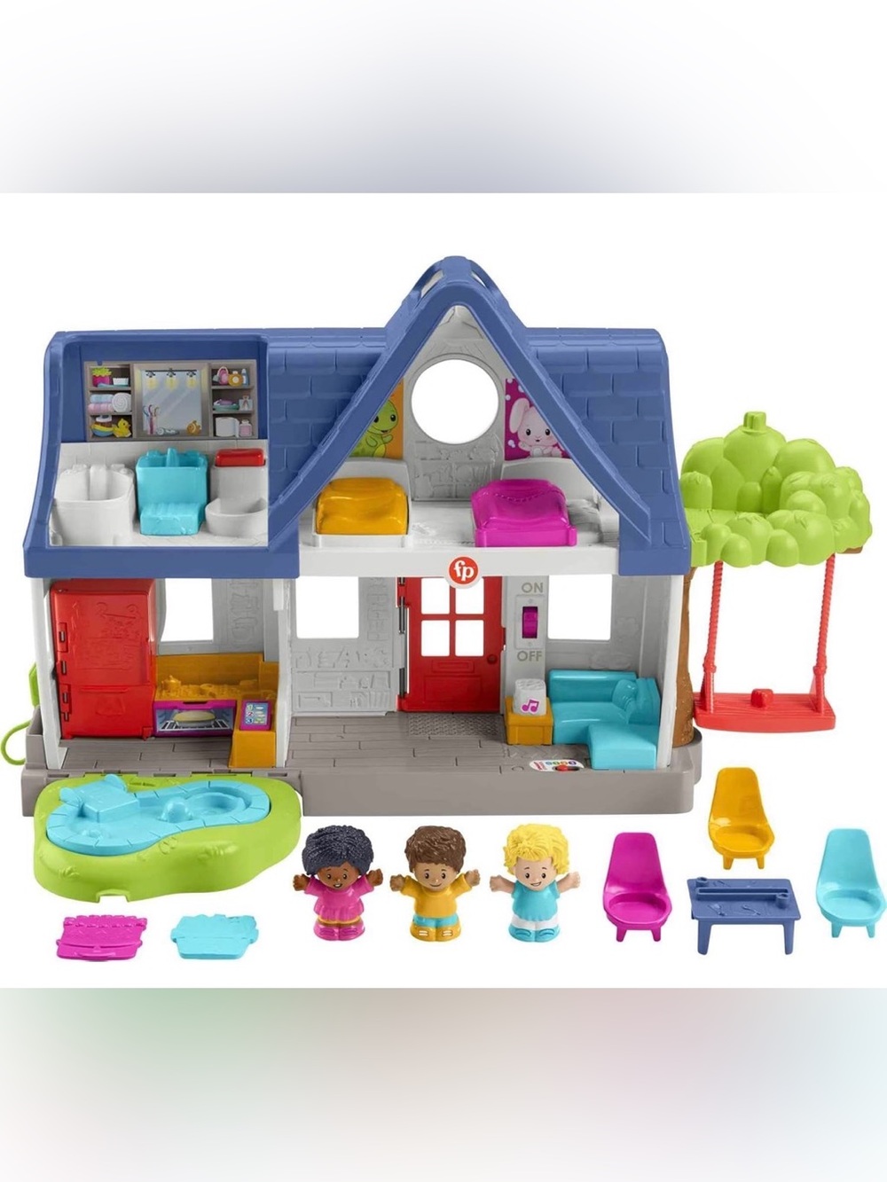 Fisher-Price Colorful Playhouse with Blue Roof and Red Door